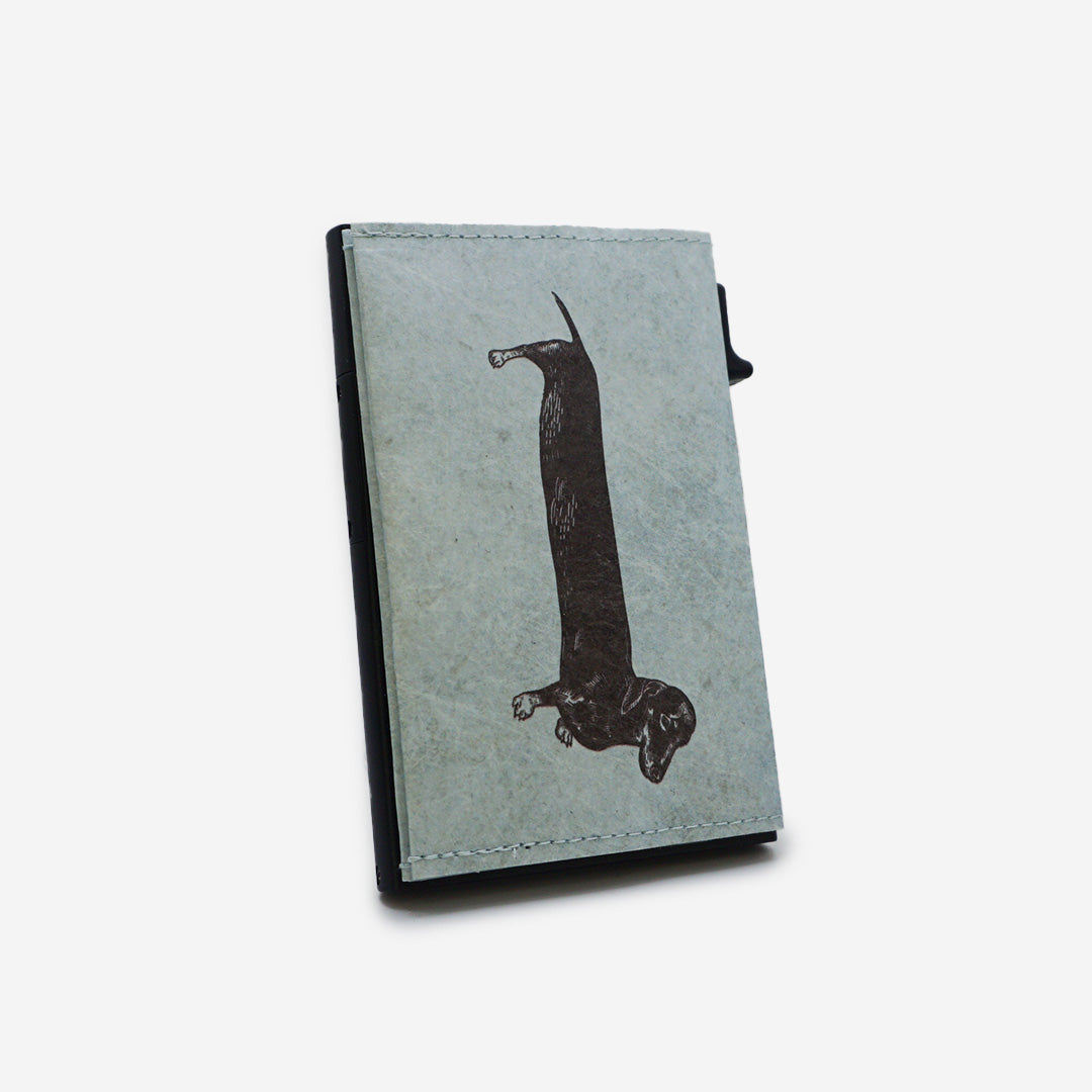 Paprcuts RFID Alu Kartenetui Sausage Dog Kartenetui blau vegan