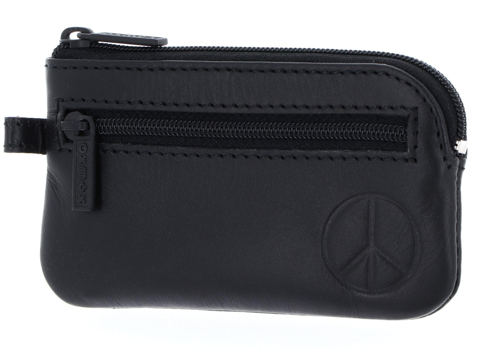 oxmox Leather Keyholder Schüsselmäppchen Peace Black Leder