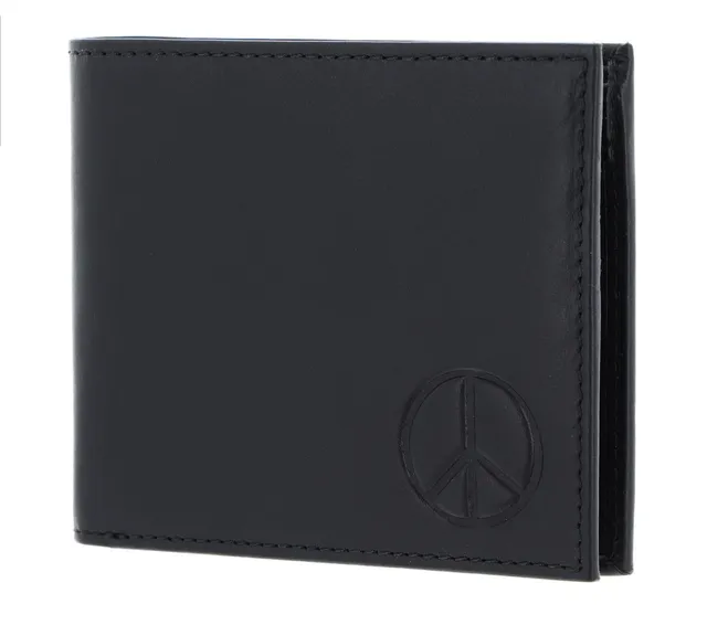 oxmox Leather Querscheinbörse Peace Schwarz RFID Leder