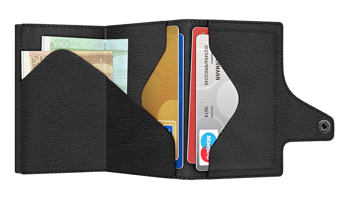 Tru Virtu Coin Pocket Kartenetui Schwarz RFID Aluminium