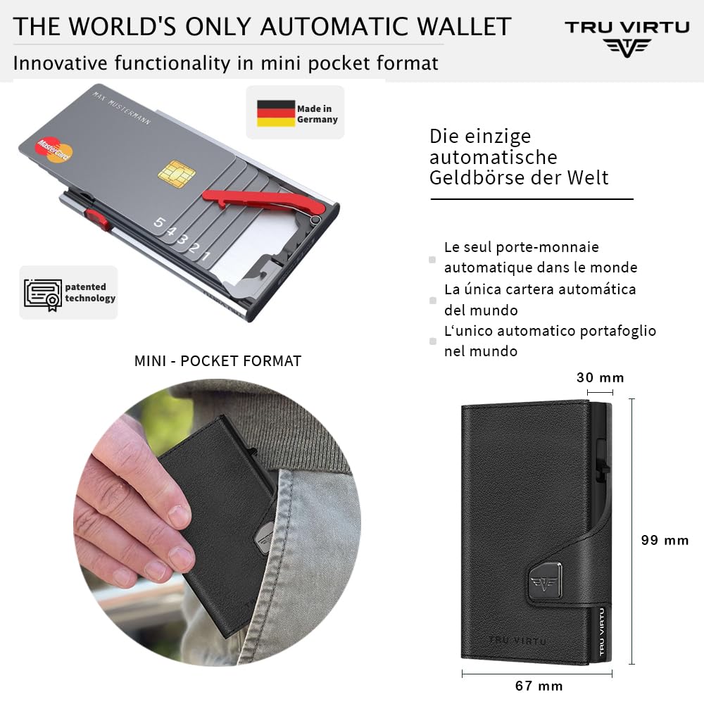 Tru Virtu Coin Pocket Kartenetui Schwarz RFID Aluminium
