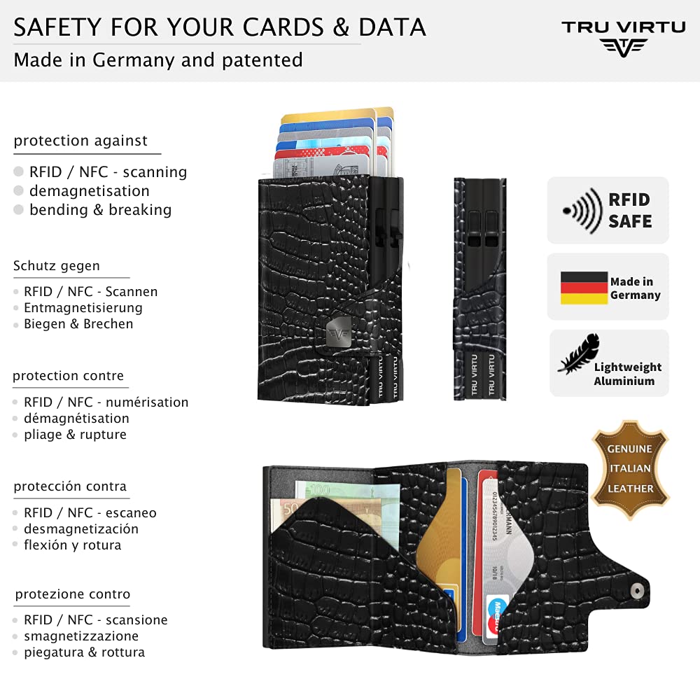 Tru Virtu Double Wallet Croco Geldbörse Black RFID
