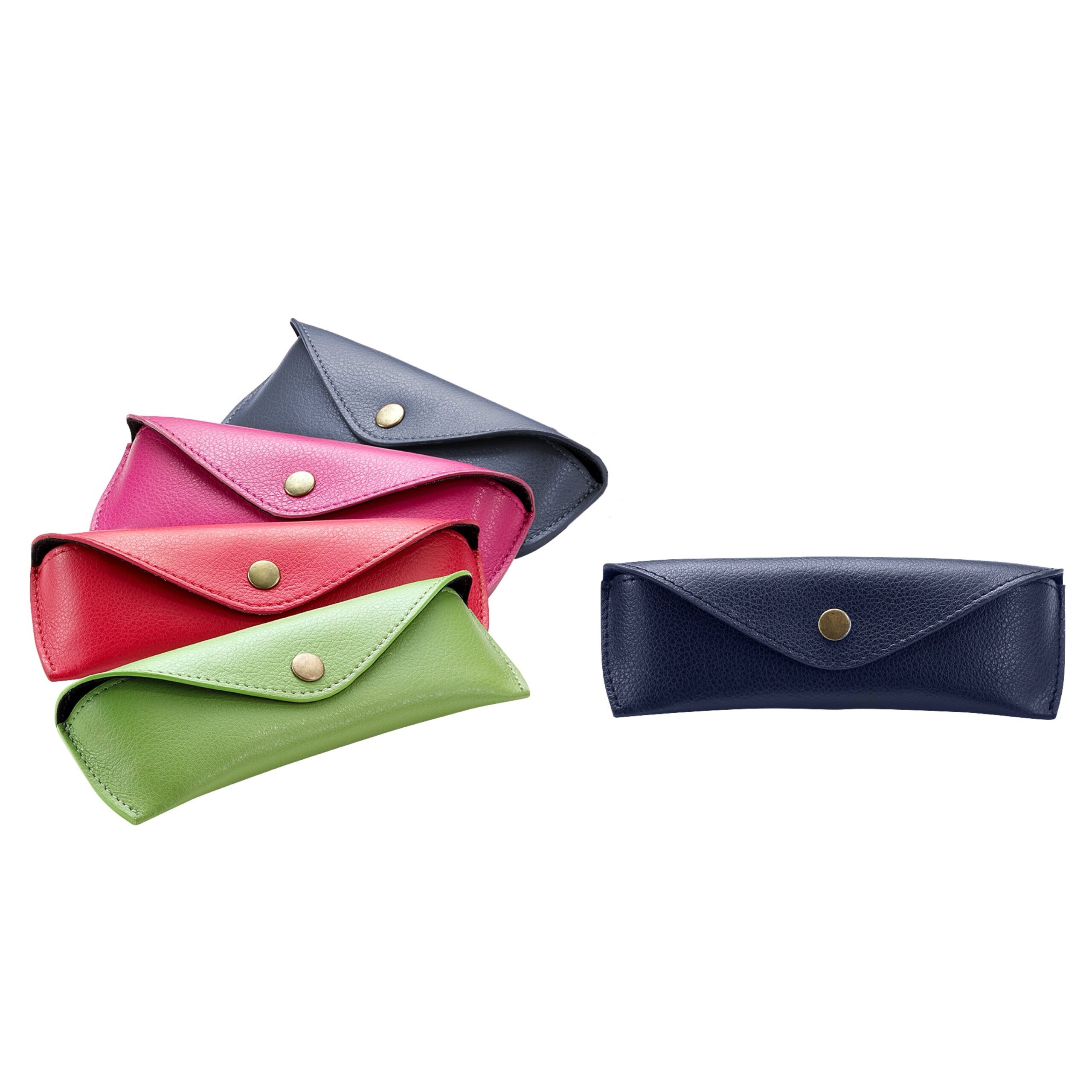 Alumaxx Brillen-Etui Leder Blau 16 cm Klappverschluss