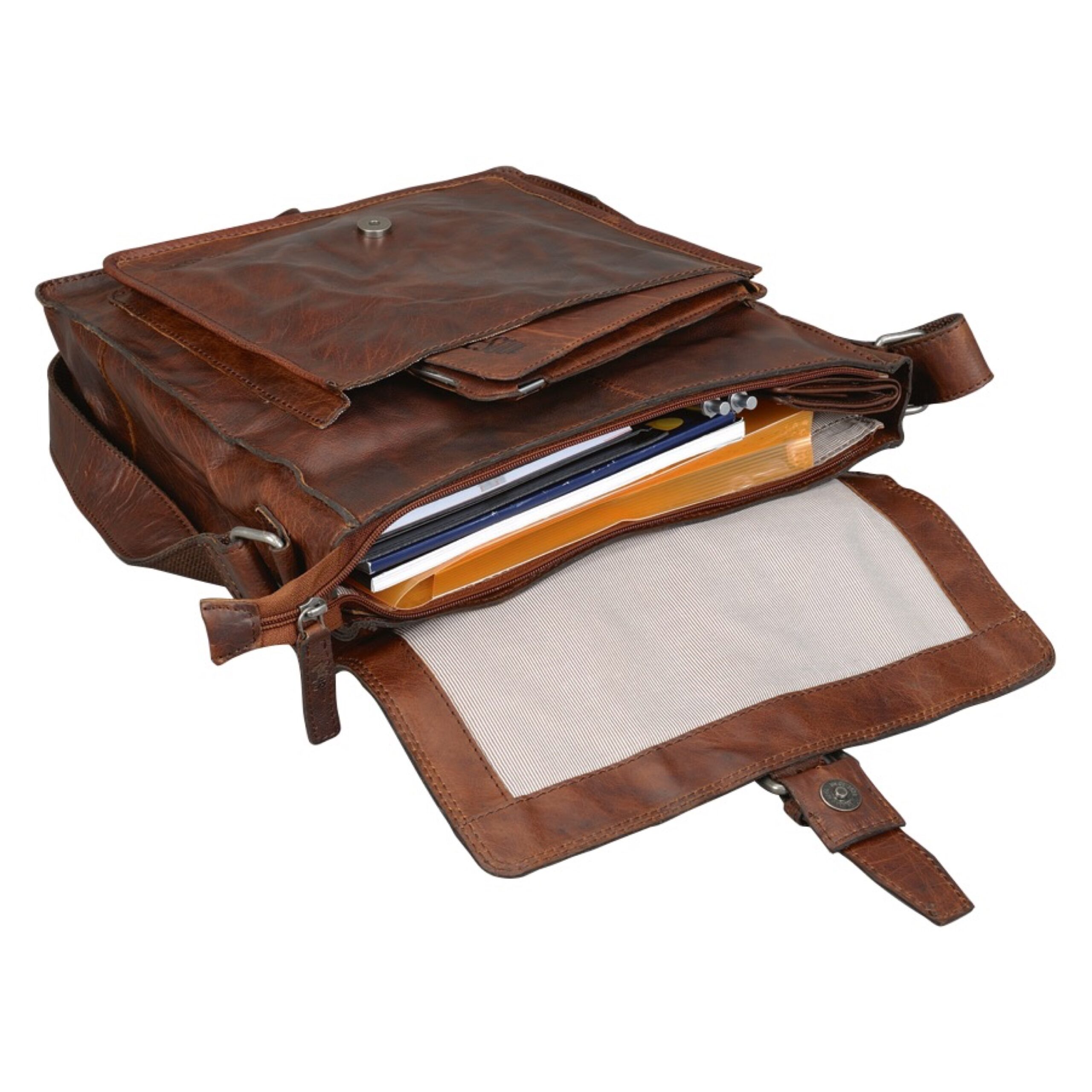 Alumaxx ETHAN Umhängetasche braun Leder 35x32x10 cm