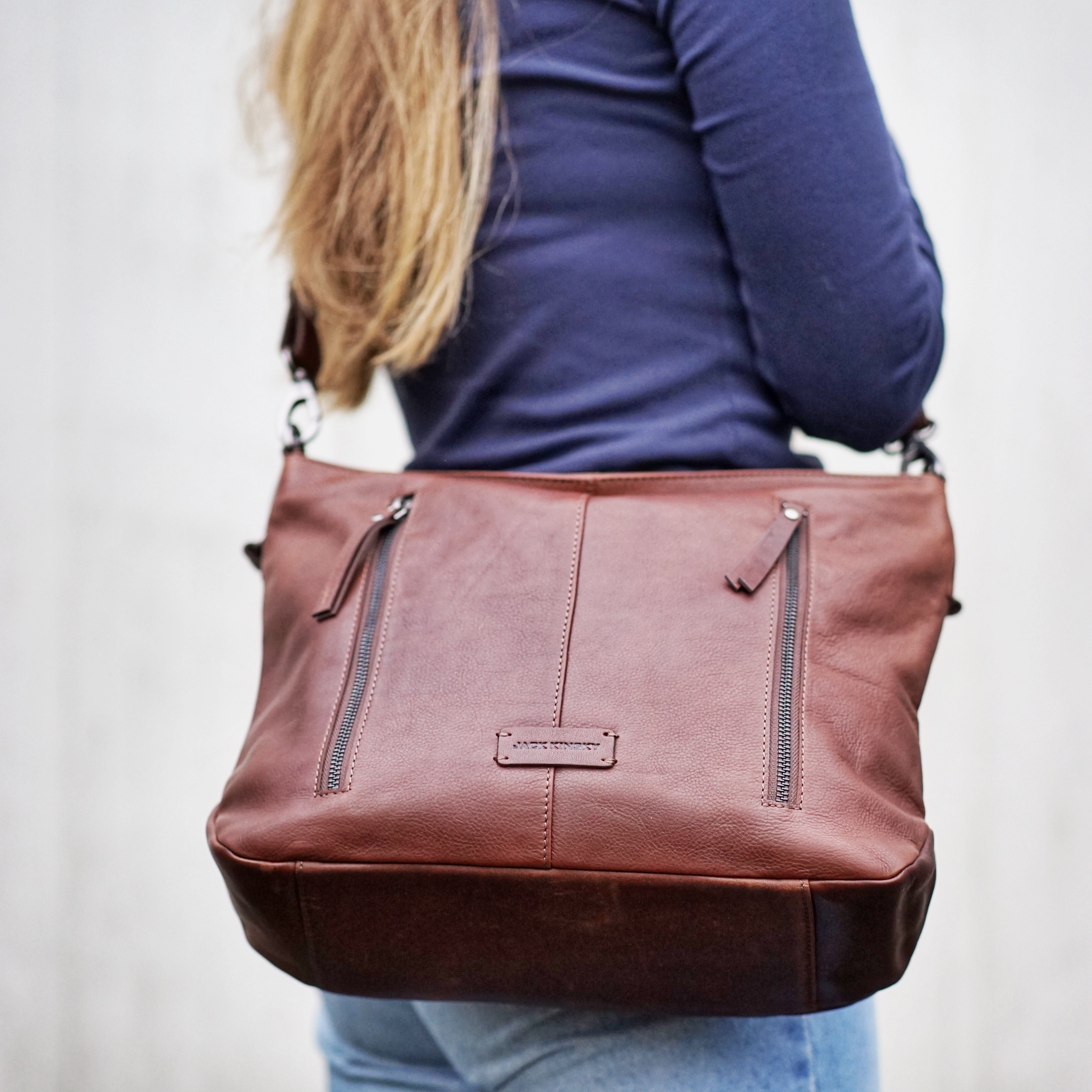 Jack Kinsky Montreal 24N Beuteltasche Cognac Rindleder