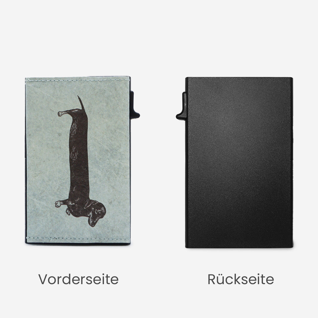 Paprcuts RFID Alu Kartenetui Sausage Dog Kartenetui blau vegan