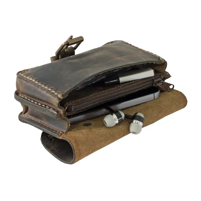 Alumaxx Gürteltasche M Querformat Leder dunkelbraun