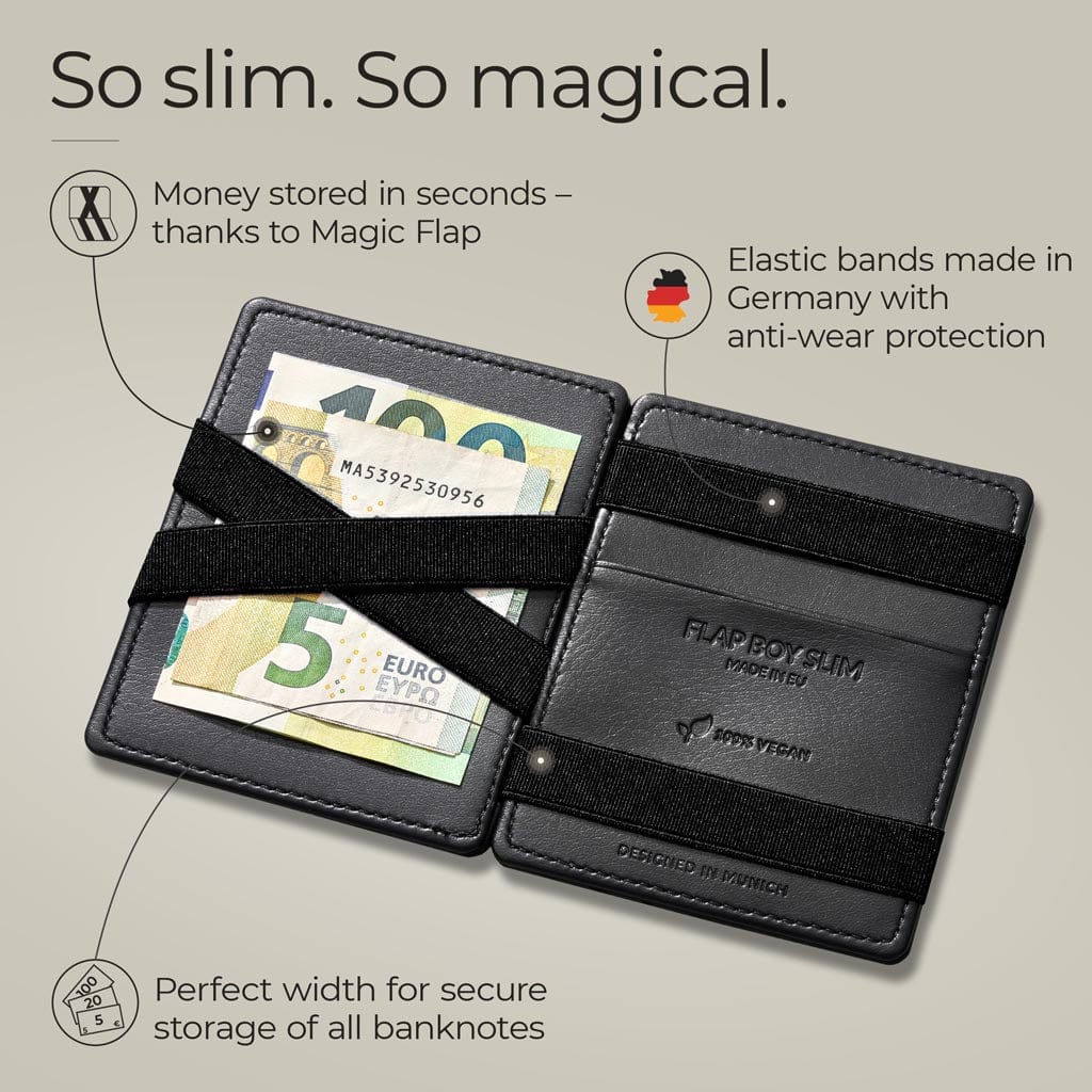 Jaimie Jacobs Flap Boy Slim Geldbörse Vegan Black RFID