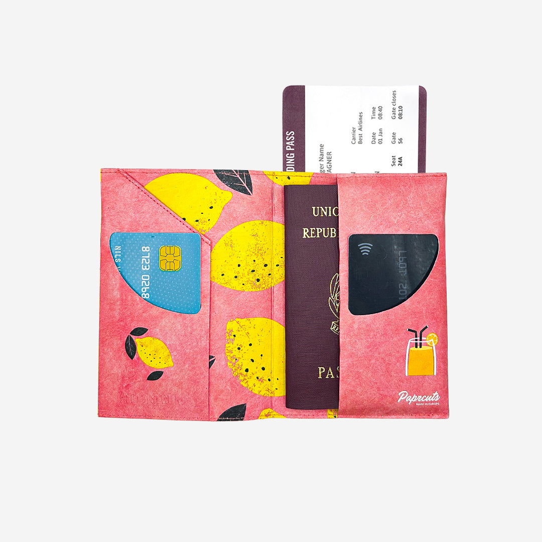 Paprcuts Pink Lemon RFID Reisepasshülle Tyvek vegan