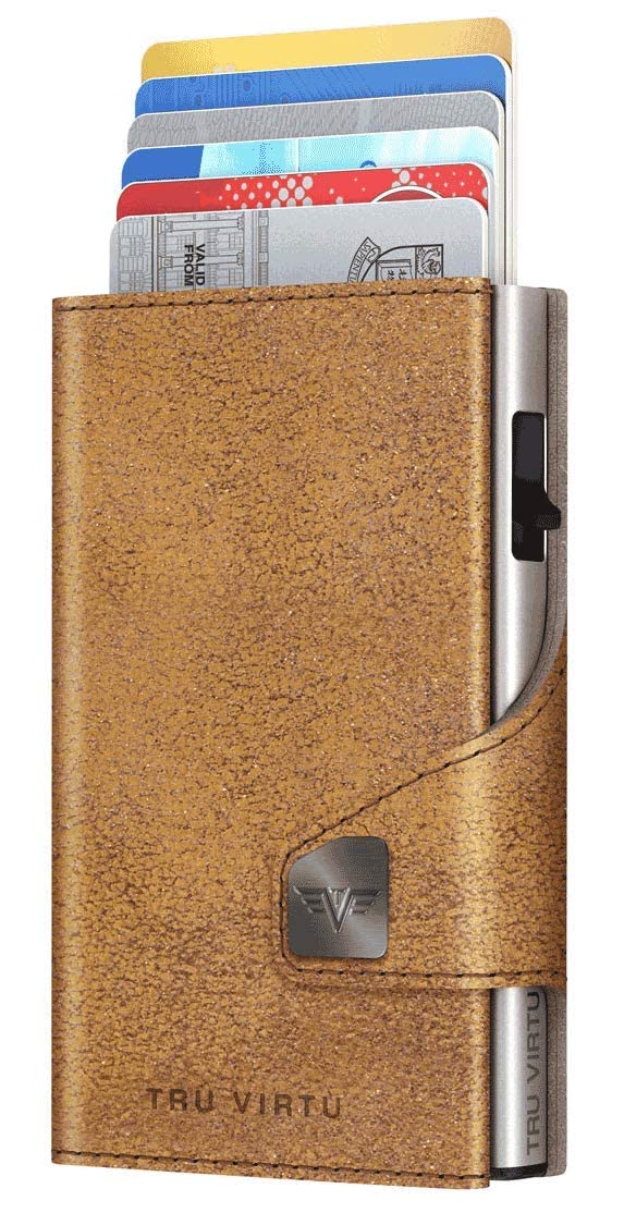 Tru Virtu Wallet Click & Slide Kartenetui Goldbrown RFID
