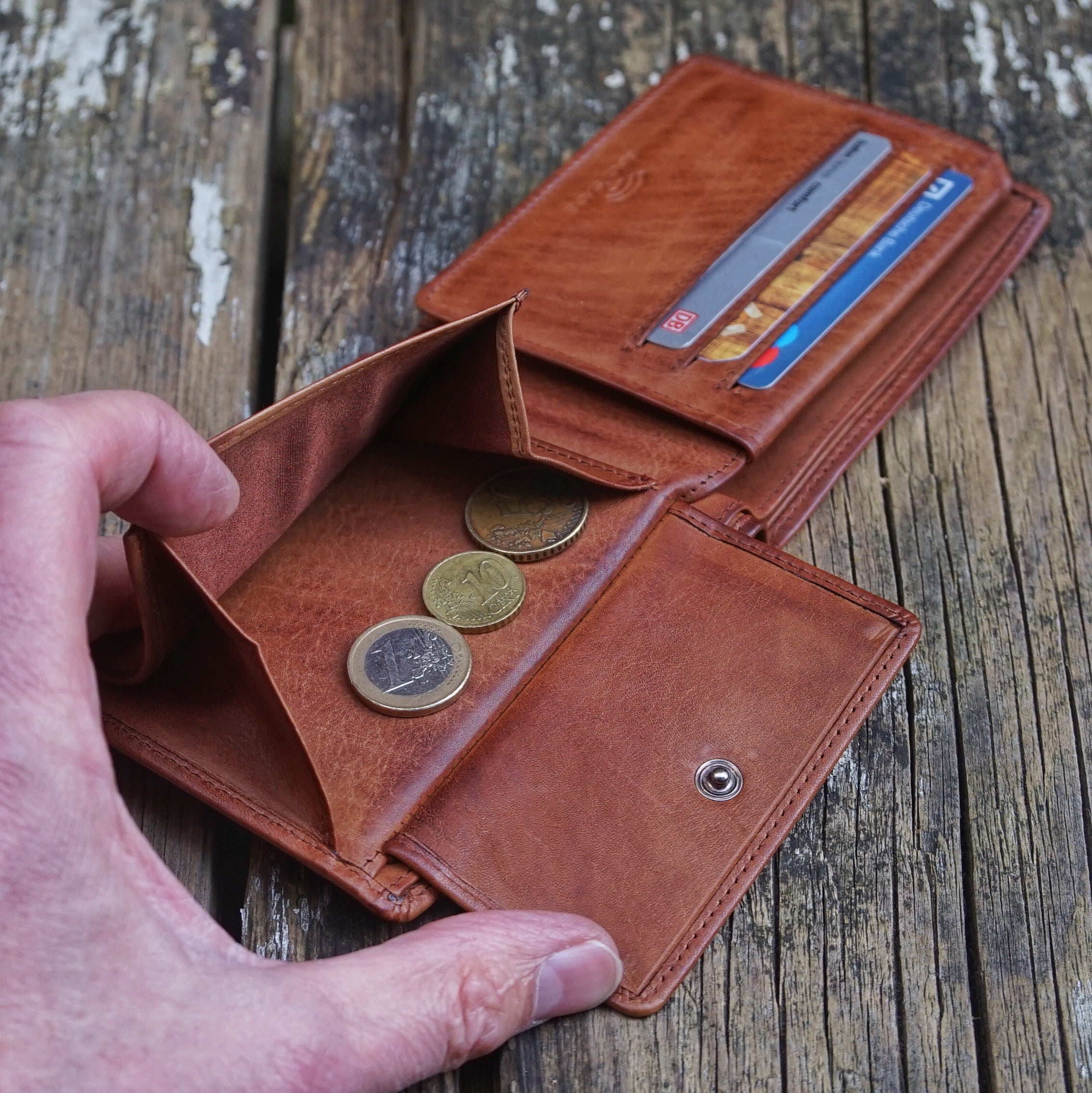 Jack Kinsky Nelson 101 Herrenbörse Cognac 6 Karten