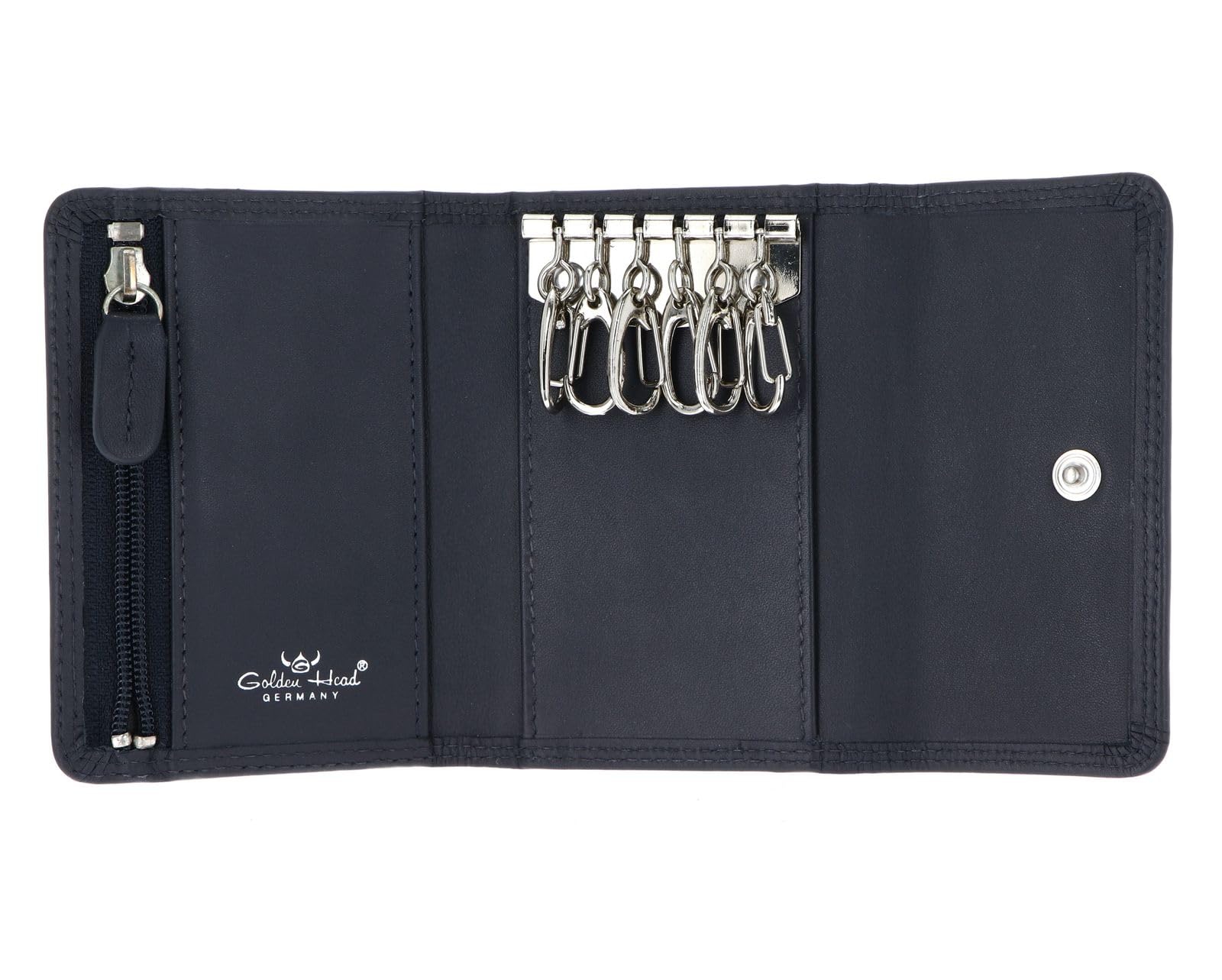 Golden Head Polo Key Case Schlüsseletui Marineblau Rindsleder