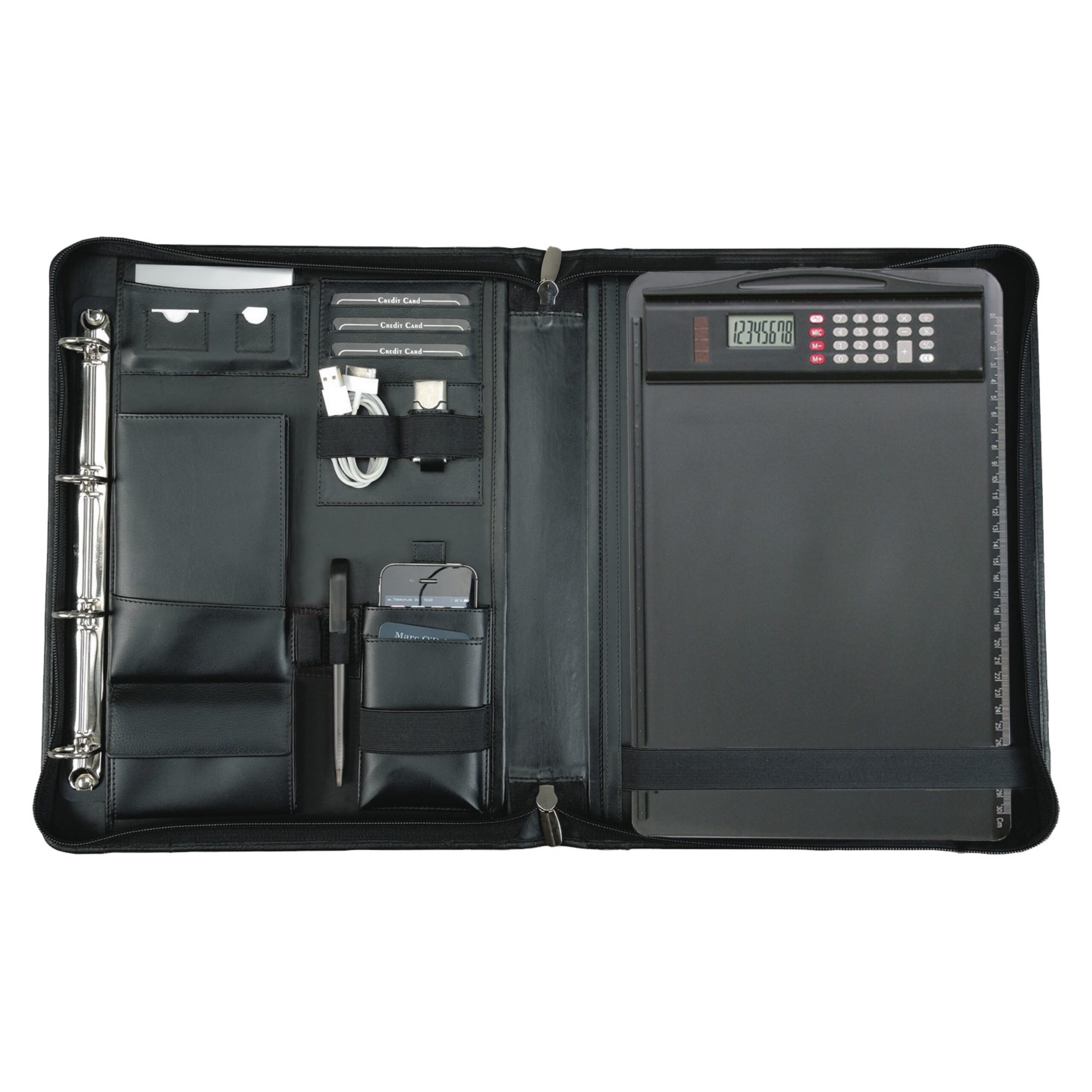 Alumaxx Cesena Orgamappe A4 schwarz Nappaleder Reiverschluss