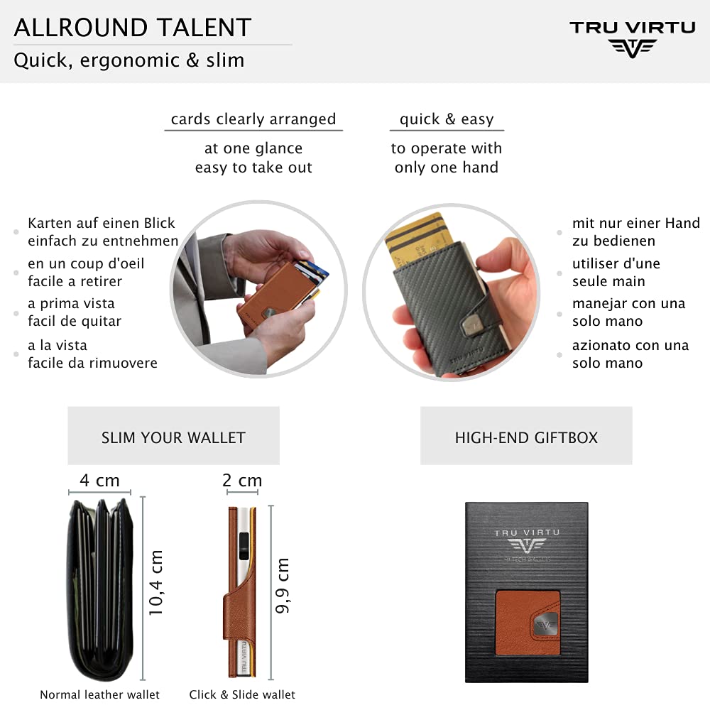 Tru Virtu Wallet Click & Slide Kartenetui Braun RFID