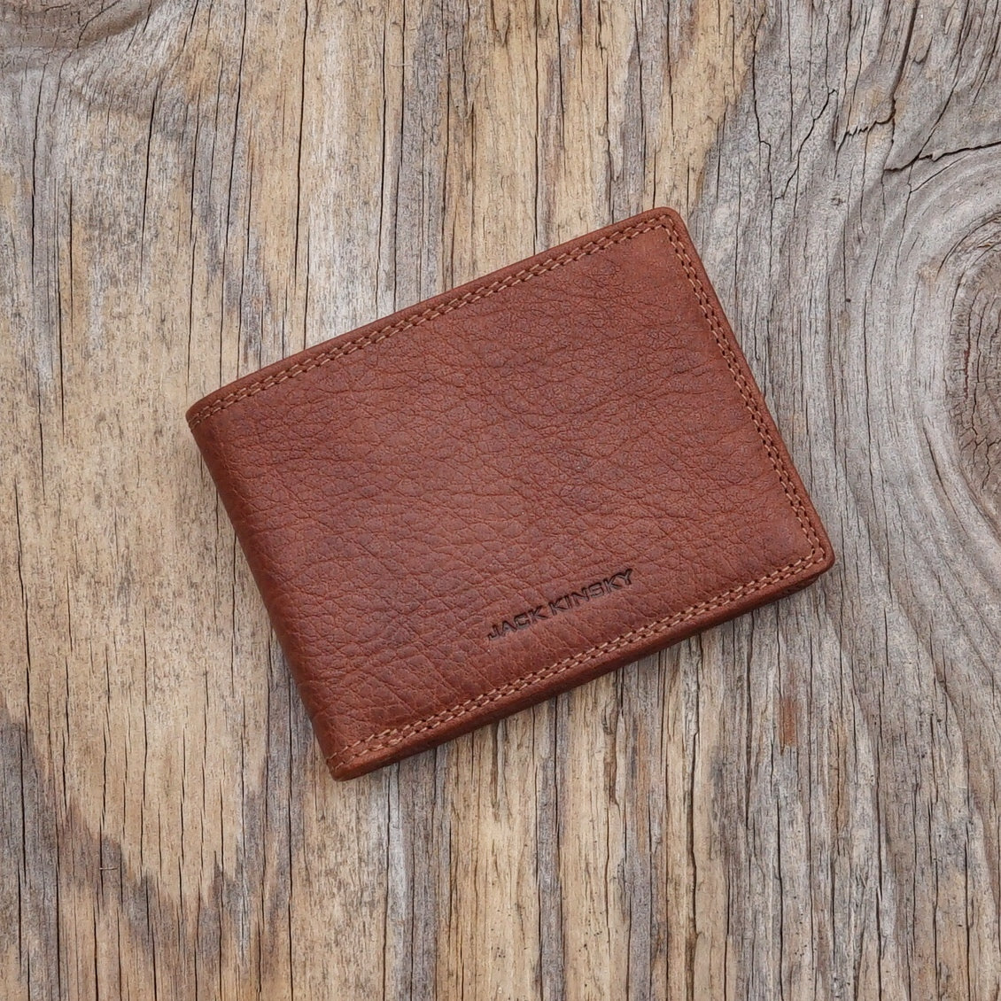 Jack Kinsky Porto 101 Herrenbörse Cognac Büffelleder