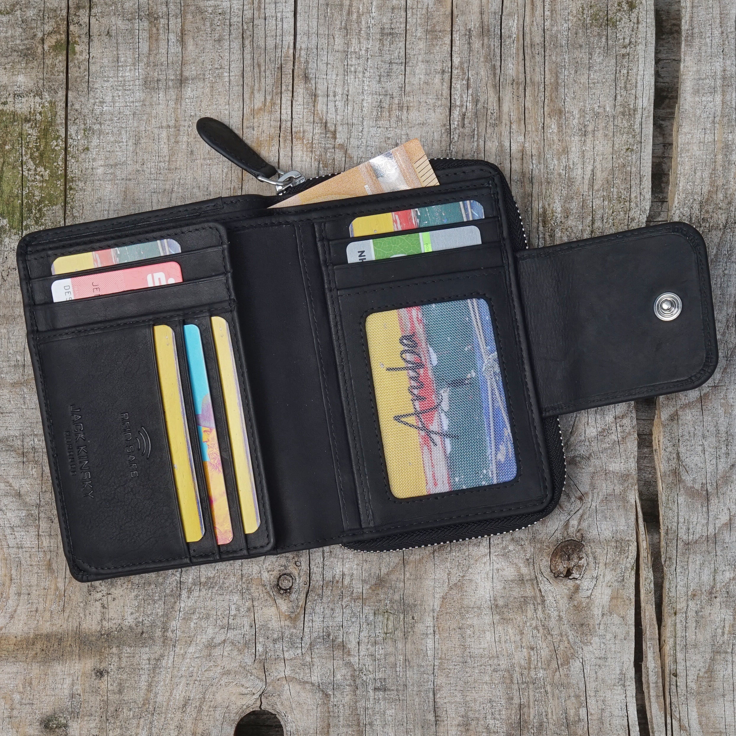 Jack Kinsky Aruba 511 Geldbörse Schwarz Rindleder RFID
