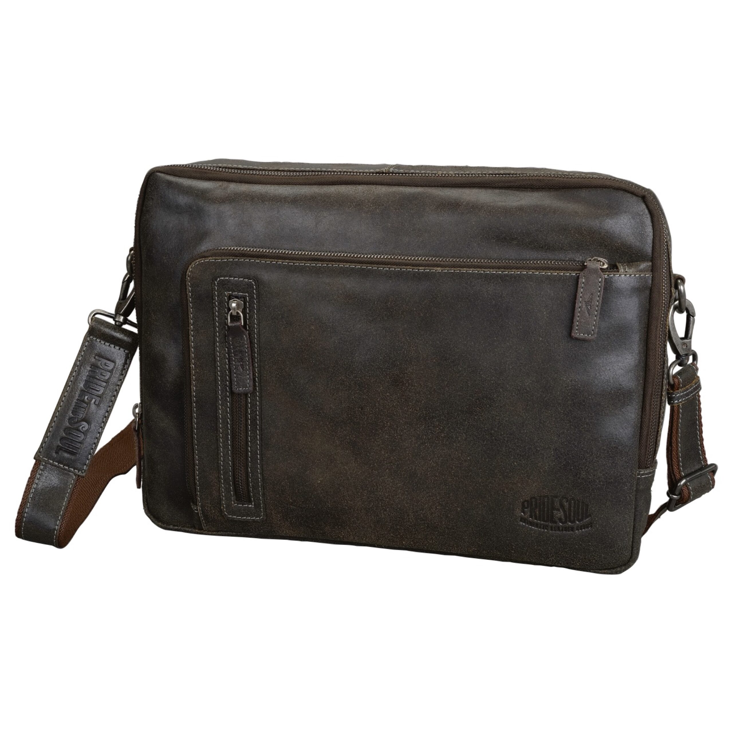 Alumaxx King Umhängetasche Braun Leder Laptopfach