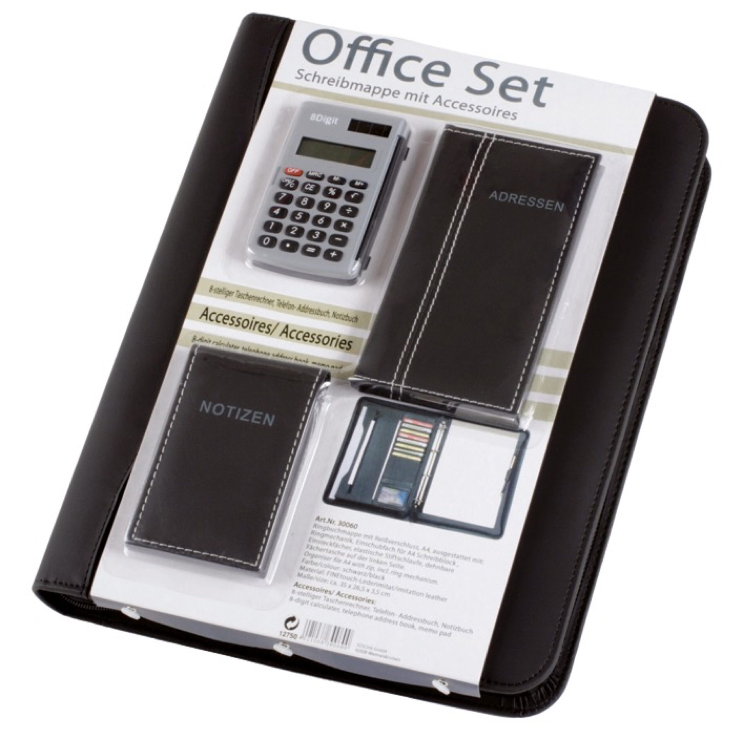 Alumaxx OFFICE SET Schreibmappe A4 schwarz mit Block