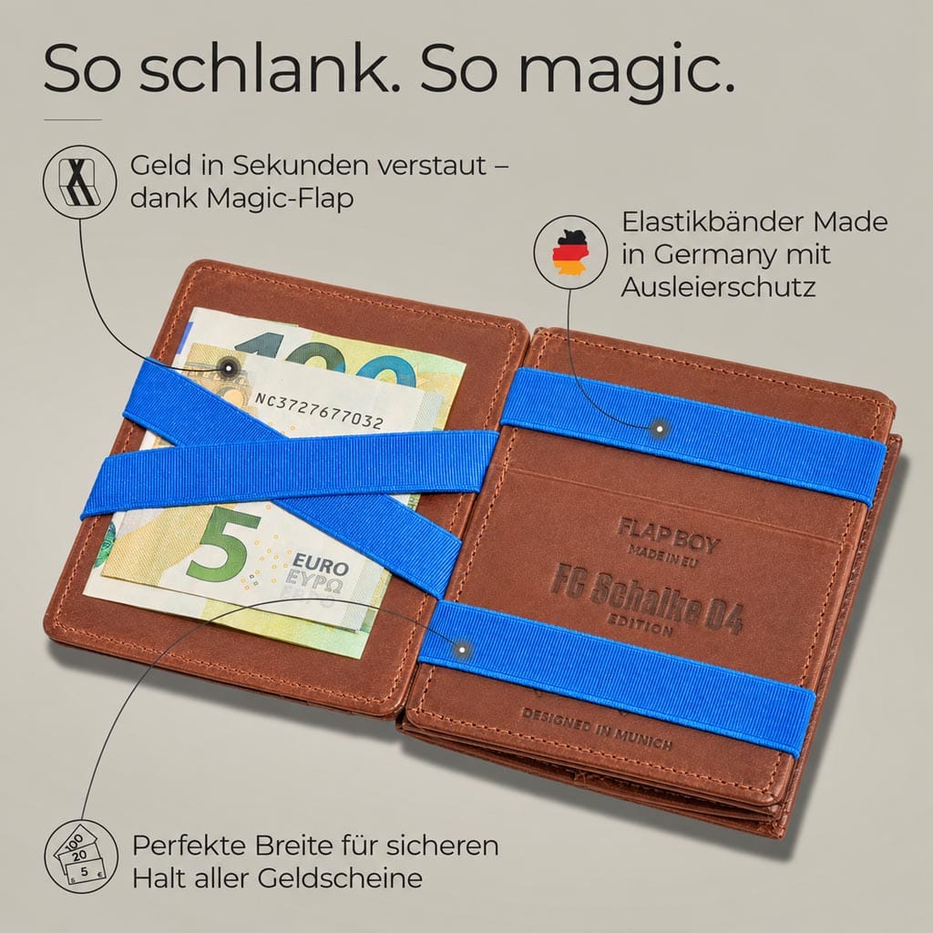 Jaimie Jacobs Flap Boy Geldbörse Schalke Aufstieg Leder RFID