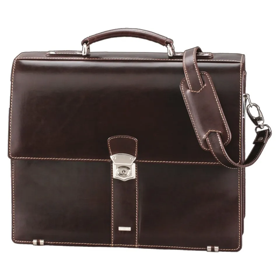Alumaxx MONACO Aktentasche Dunkelbraun-Antik Leder A4