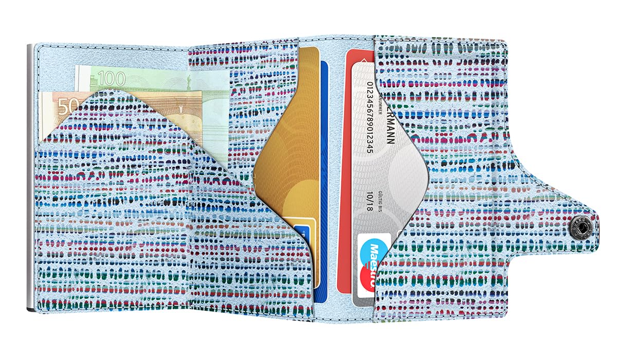 Tru Virtu Wallet Click&Slide Geldbörse Bamboo Blue RFID