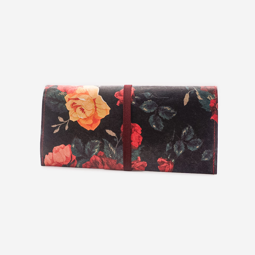Paprcuts Tabakbeutel Flowers Tabaktasche schwarz-rot vegan