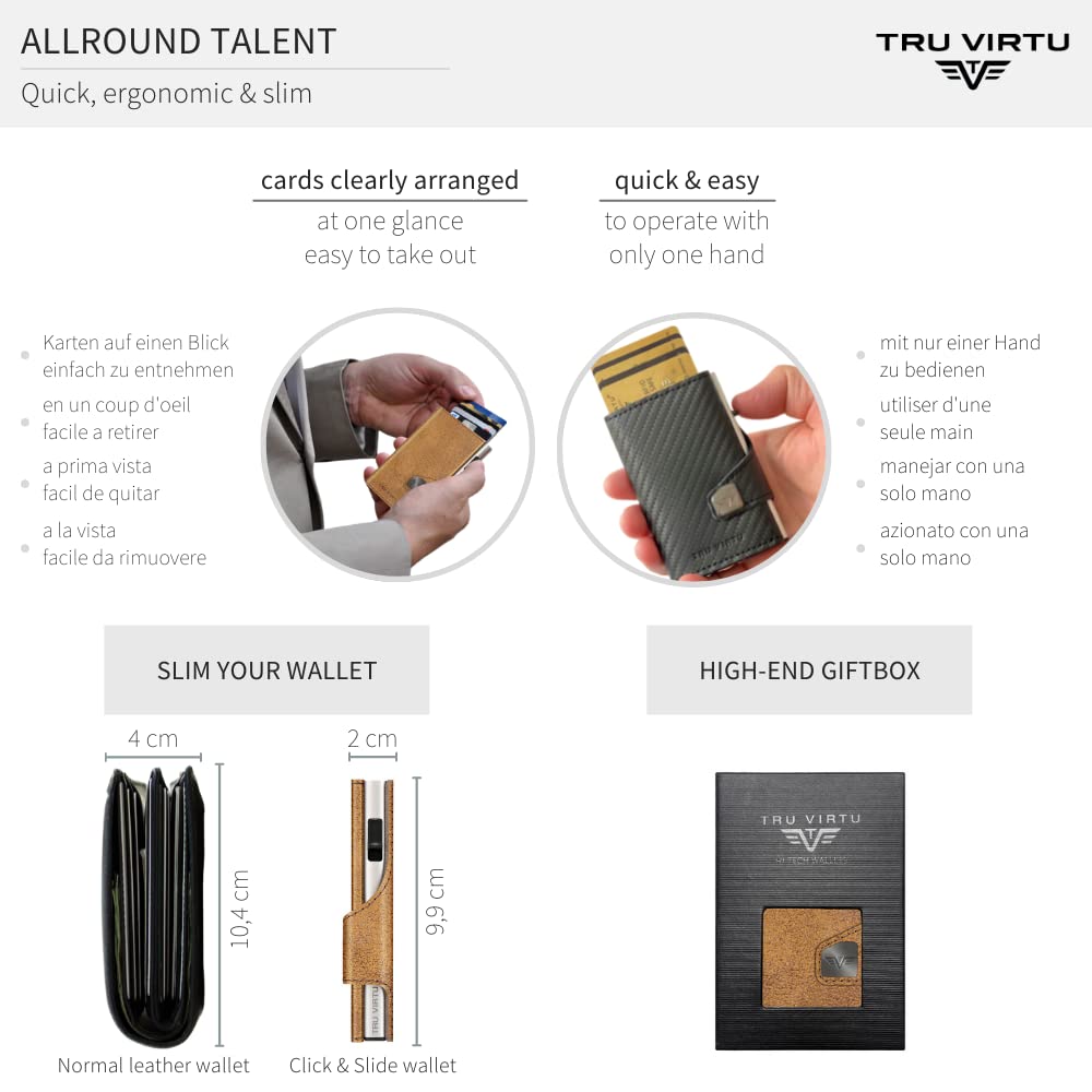 Tru Virtu Wallet Click & Slide Kartenetui Goldbrown RFID